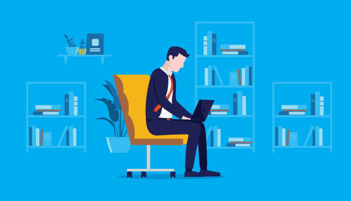 Man working quietly on a laptop
